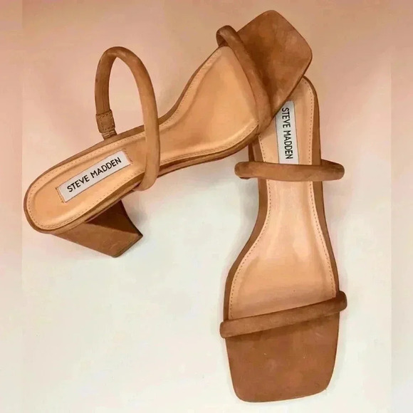 Steve Madden Womens Lilah Tan Block Heels Dress Sandal Shoe Size 8 - Picture 3 of 7
